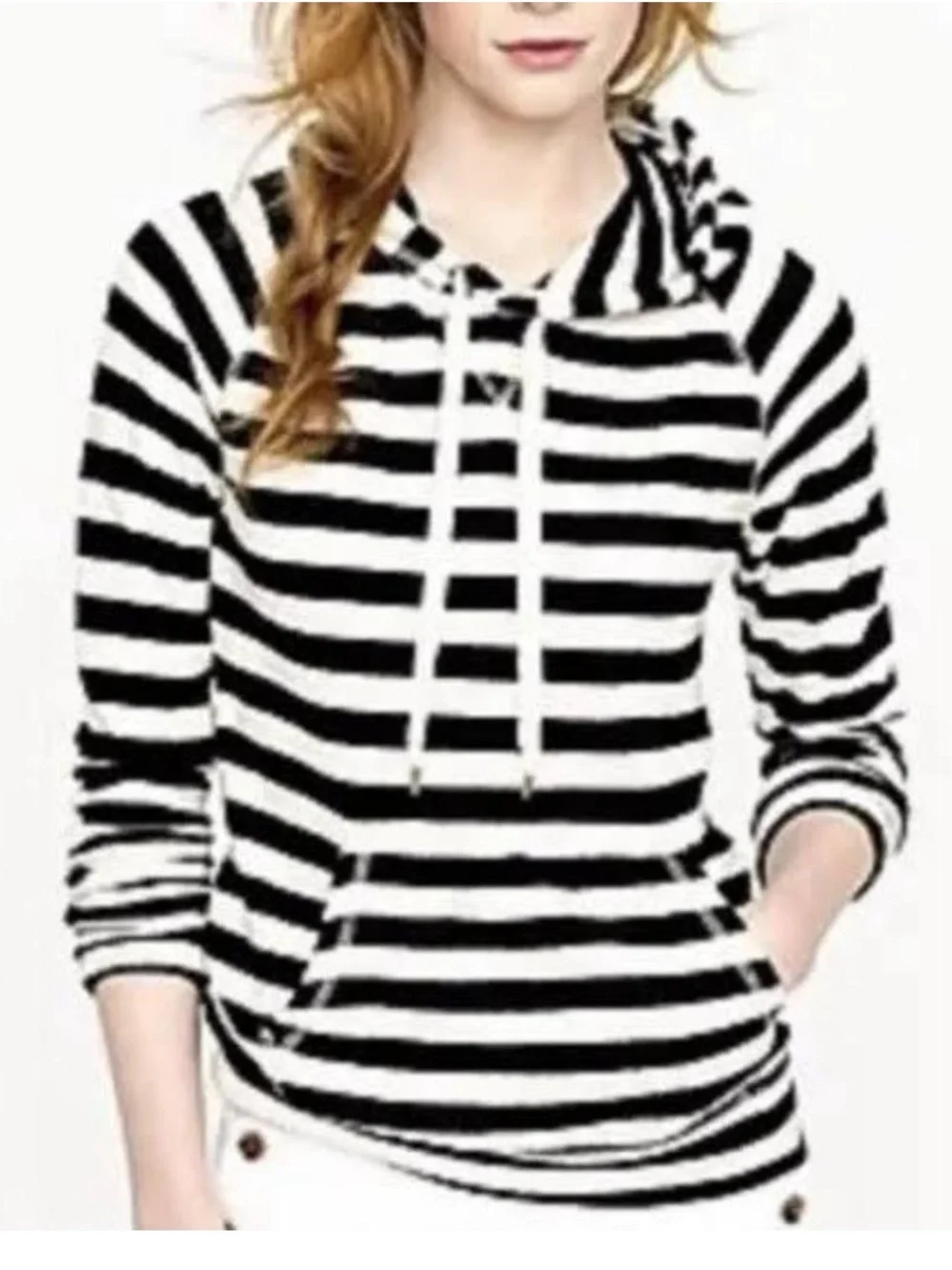J. Crew - Terrycloth Striped Pullover Hoodie - Picture 2 of 4